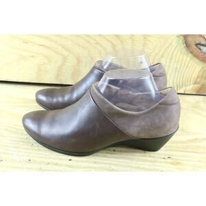 Ecco Womens Shoes 40 Sculptured Ankle Brown Leather Sz 9.5 Boots Side Zip